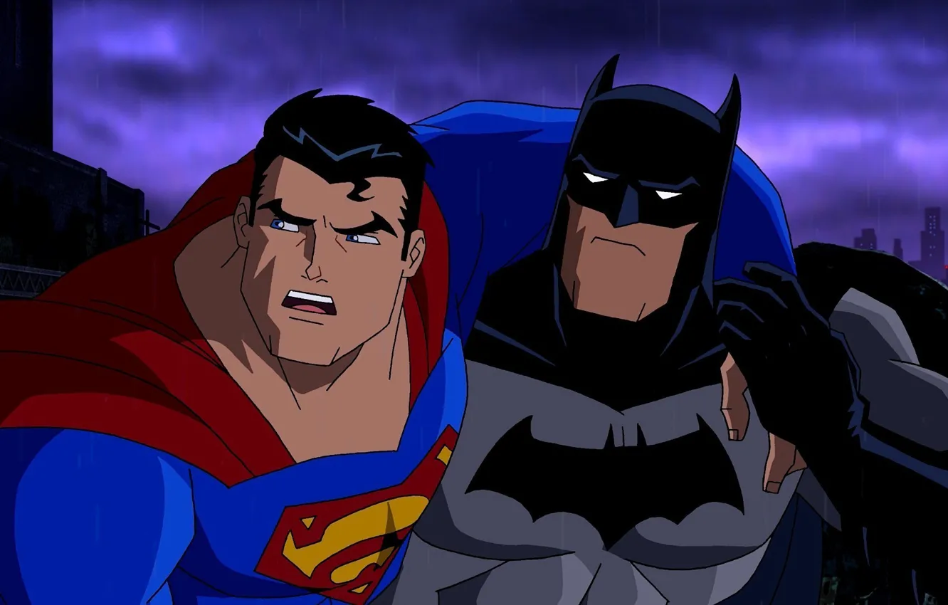 Фото обои Batman, cartoon, bat, Superman, hero, uniform, yuusha, seifuku
