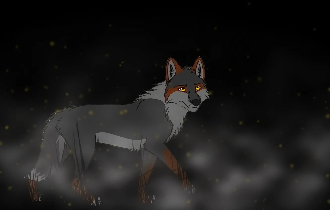 Фото обои фон, волк, арт