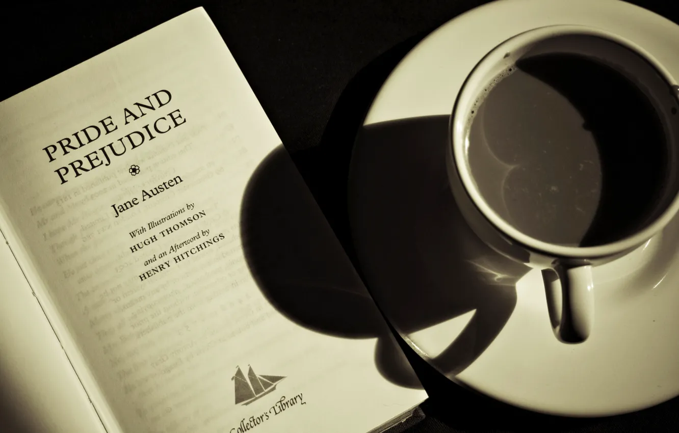 Фото обои кофе, книга, разное, the, book, Джейн Остин, a coffee, Pride and Prejudice