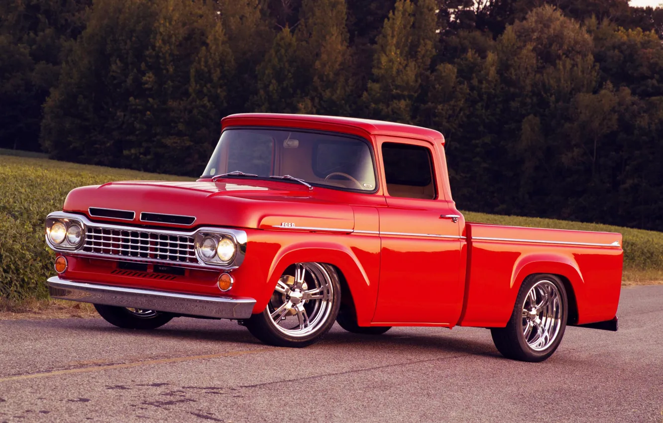 Фото обои Ford, Red, Car, Classic, Old, Truck