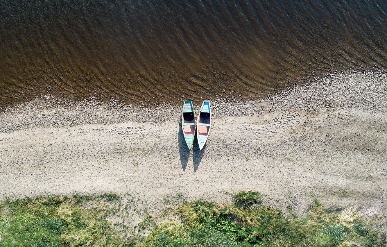 Фото обои river, water, boat