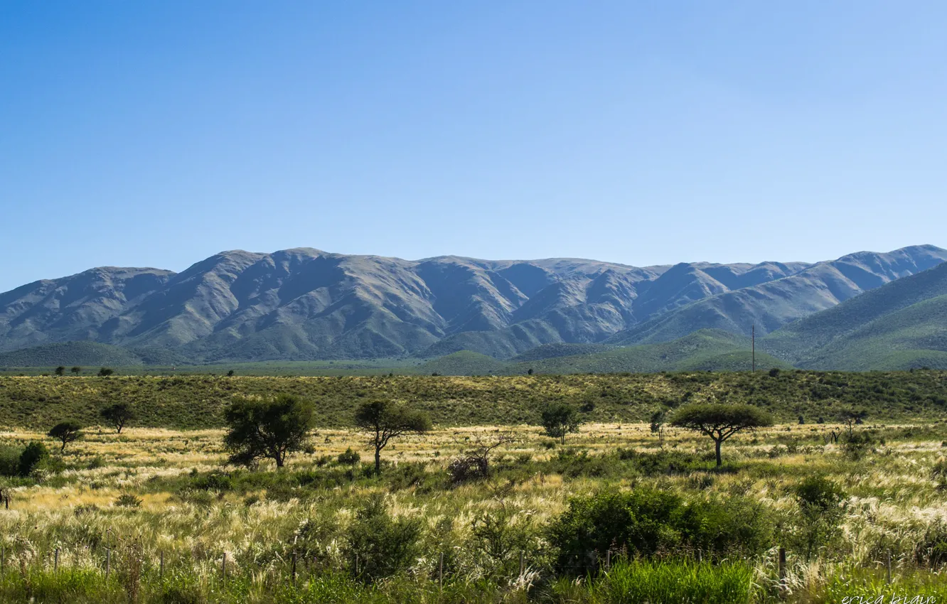 Фото обои field, Argentina, mountains, valley, sunny, Córdoba, Punilla, Cerro Uritorco