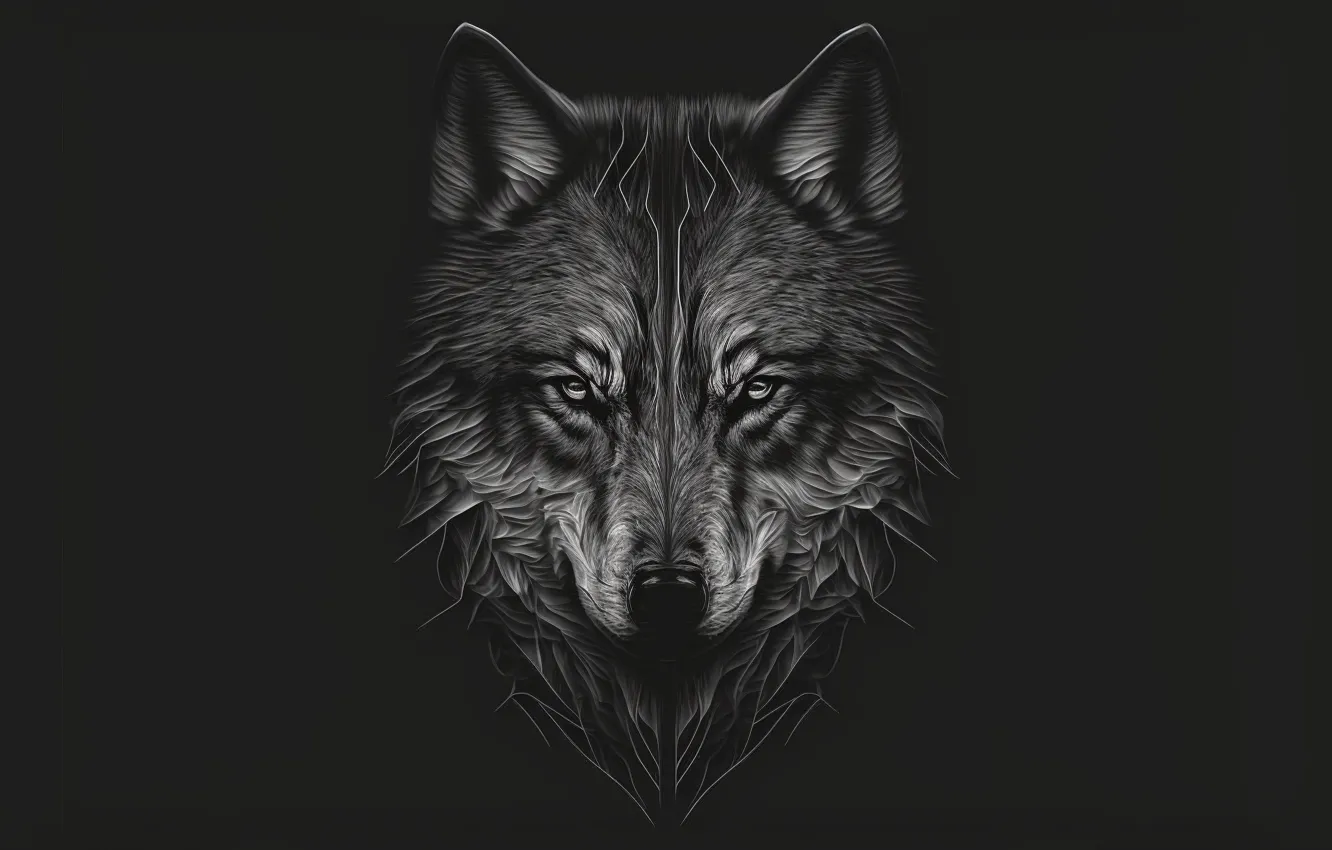 Фото обои темный фон, волк, хищник