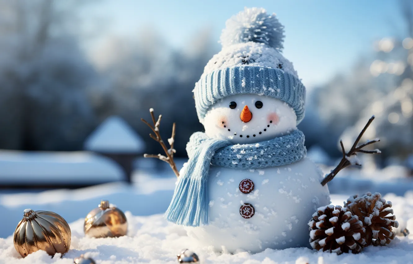 Фото обои зима, снег, новый год, Рождество, снеговик, Christmas, night, winter