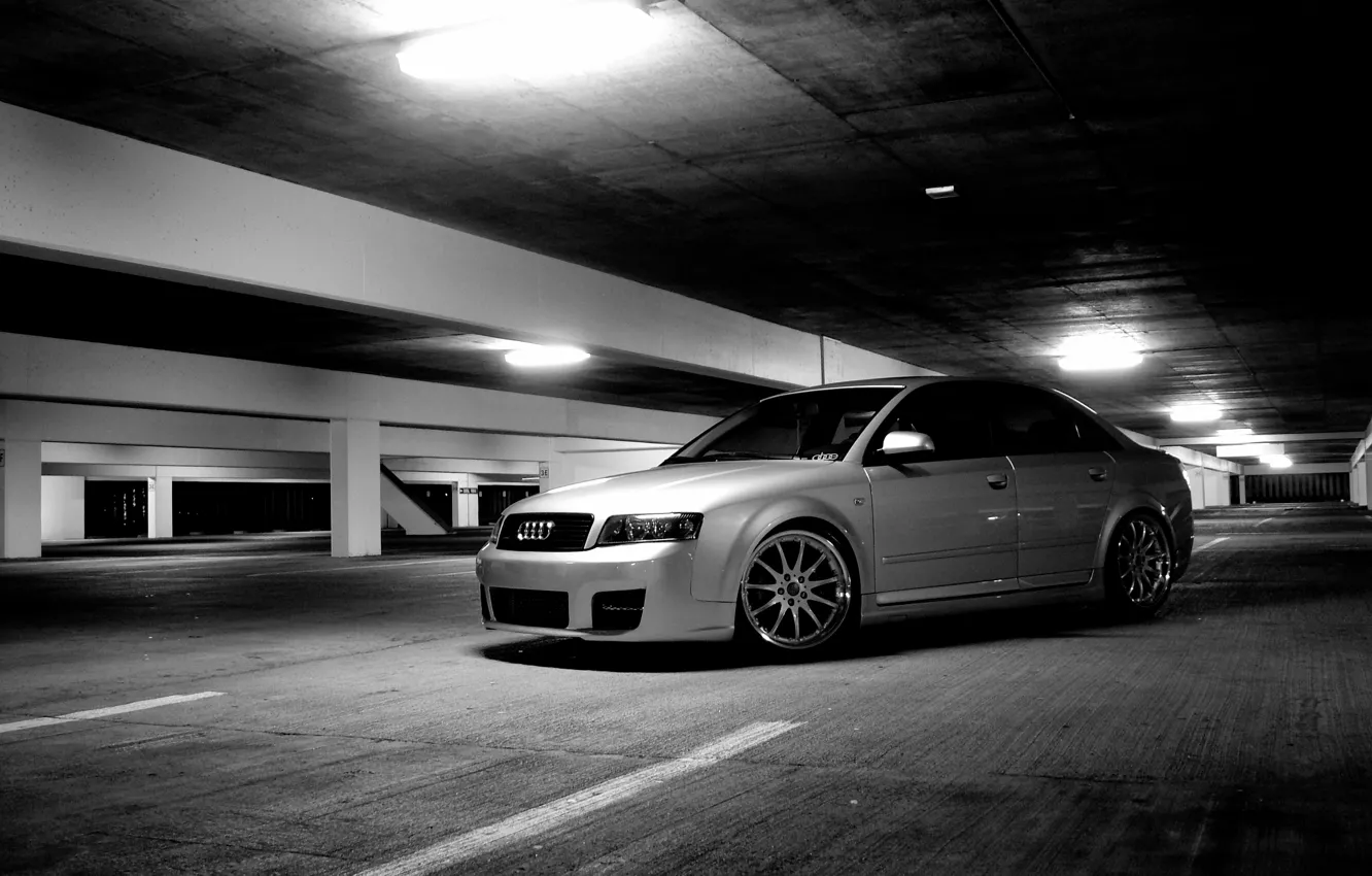Фото обои Audi, ауди, парковка, серая, tuning