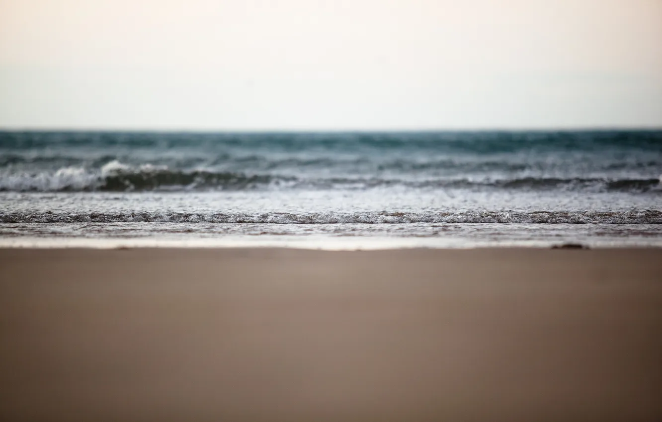 Фото обои волны, пляж, горизонт