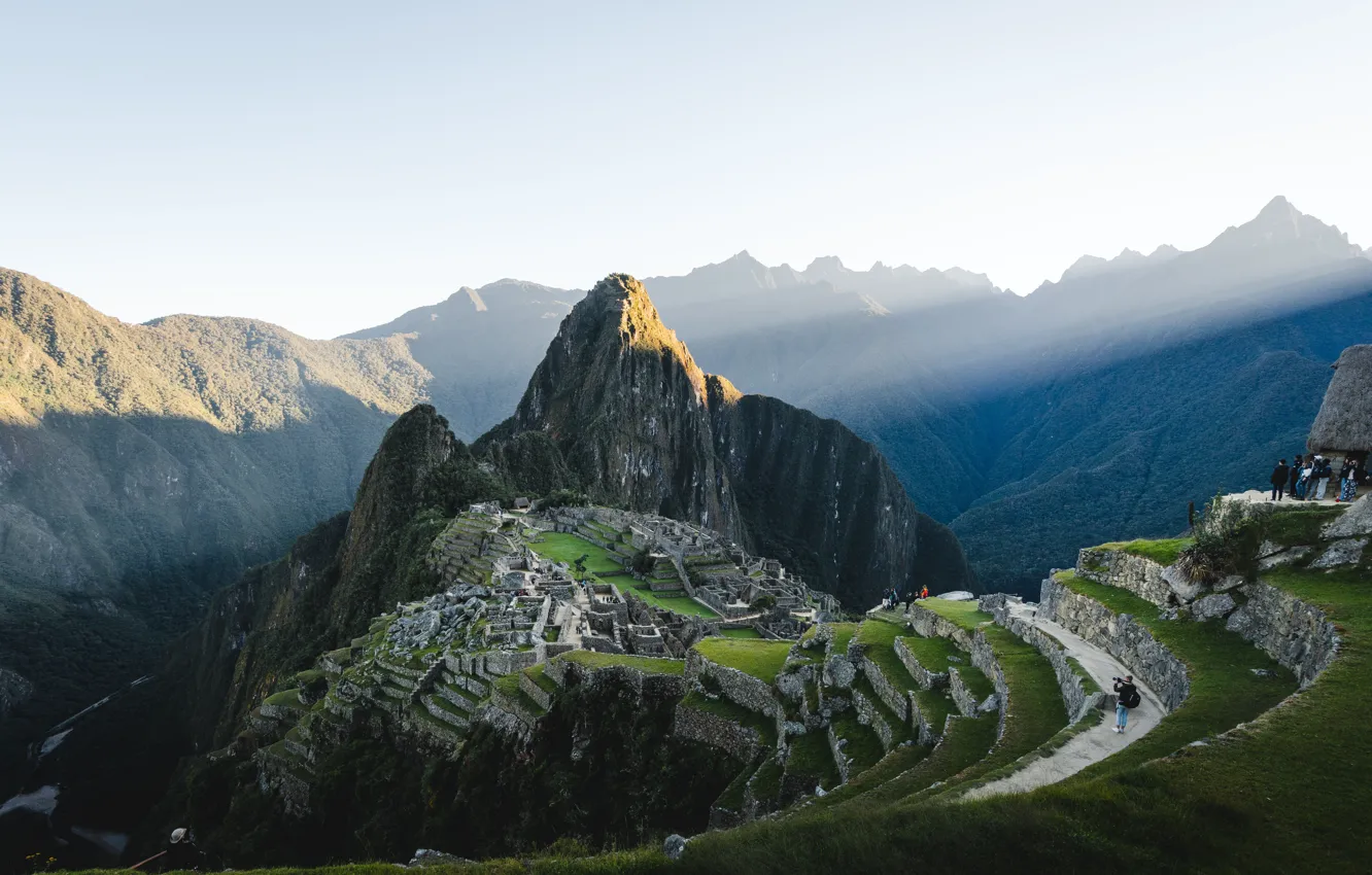 Фото обои горы, красота, простор, лучи света, mountains, beauty, древний город, Peru