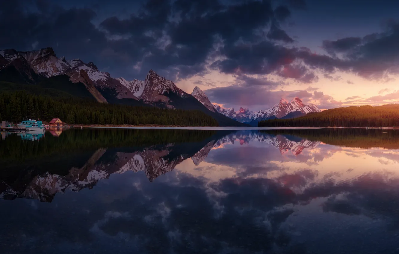 Фото обои горы, озеро, Канада, Альберта