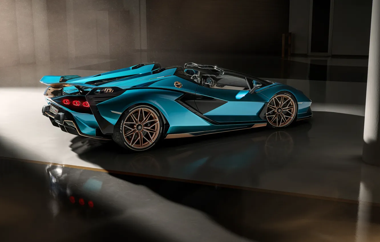 Фото обои голубой, Lamborghini, ламбо, суперкар, родстер, красивый, гибрид, шикарный