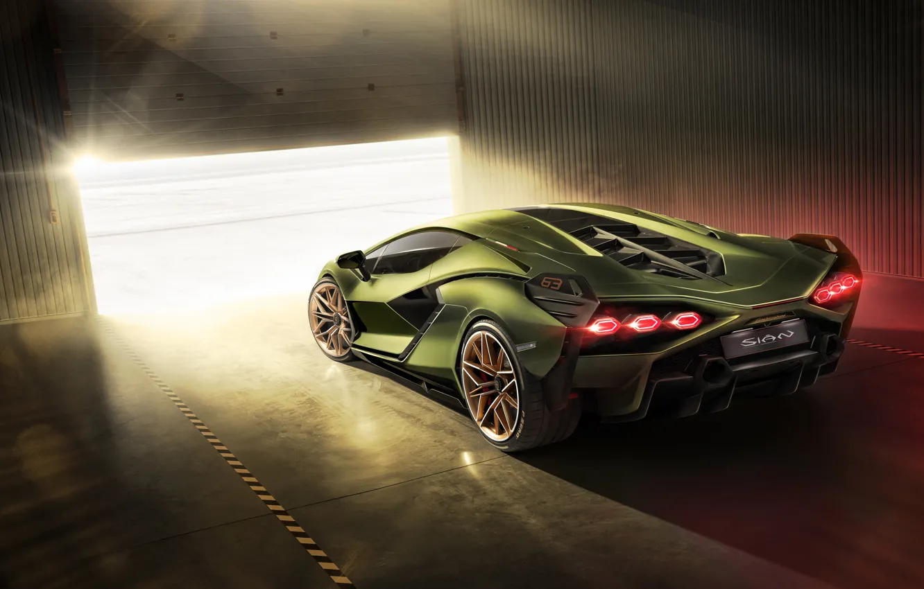 Фото обои машина, Lamborghini, фонари, суперкар, гибридный, Sián