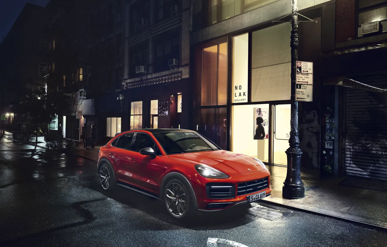 Фото обои Дорога, Город, Porsche, City, Orange, Порше, Coupe, Cayenne