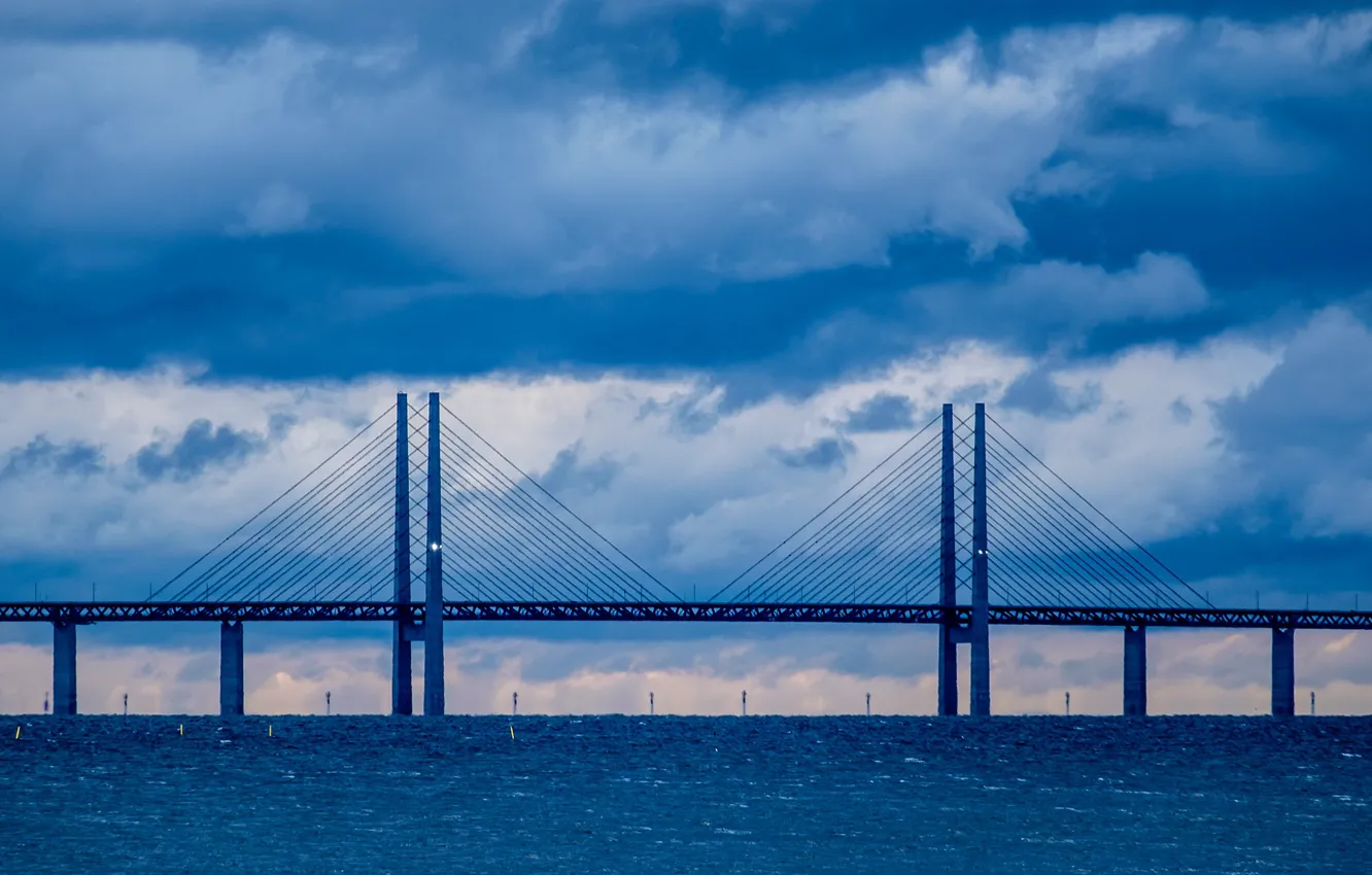 Фото обои sea, bridge, clouds, wind