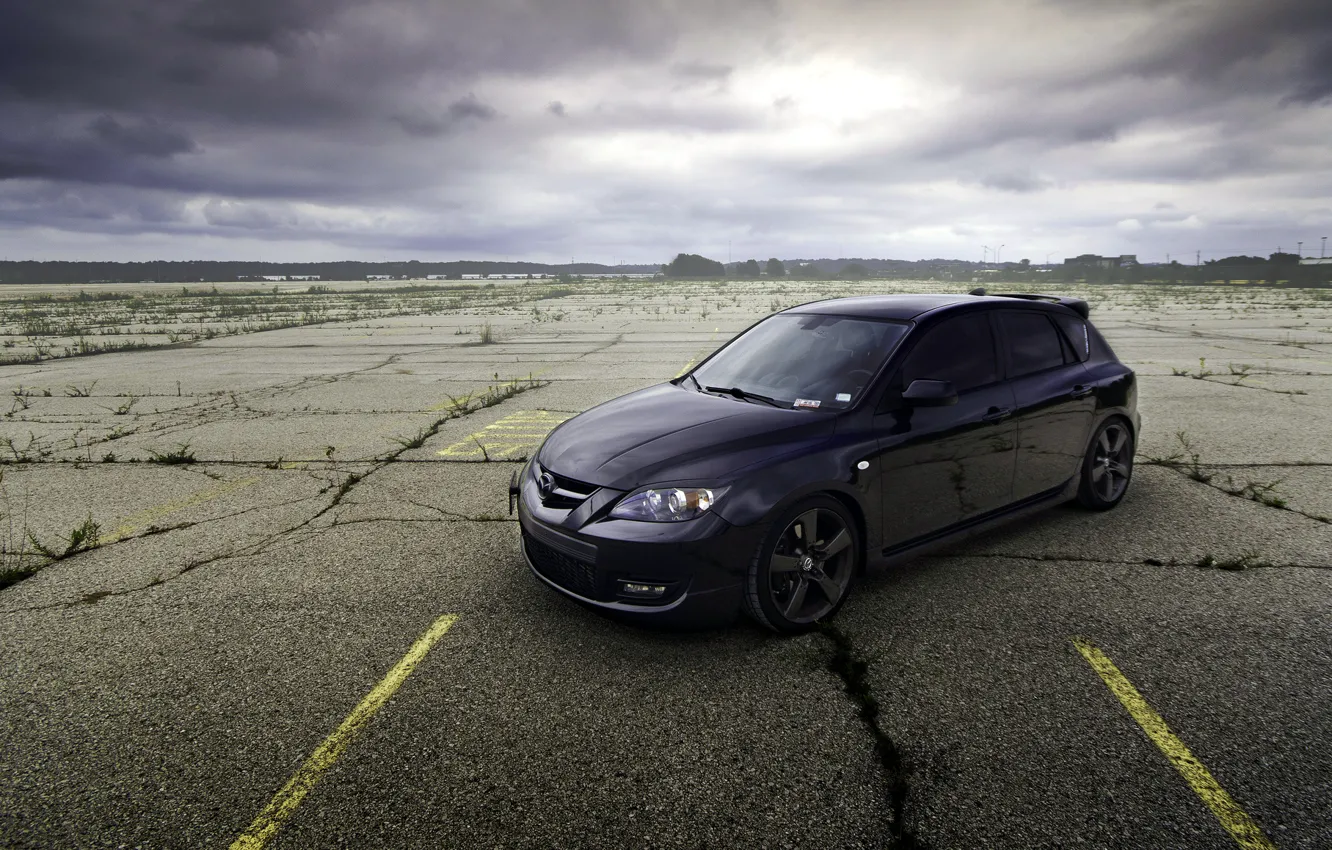 Фото обои Mazda, black, tuning, мазда, 3 speed