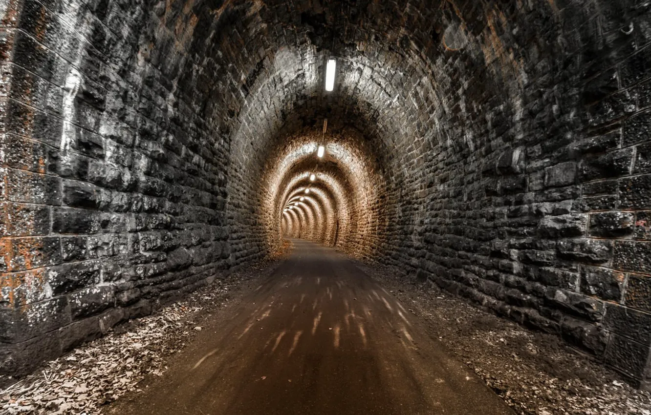 Фото обои дорога, город, туннель