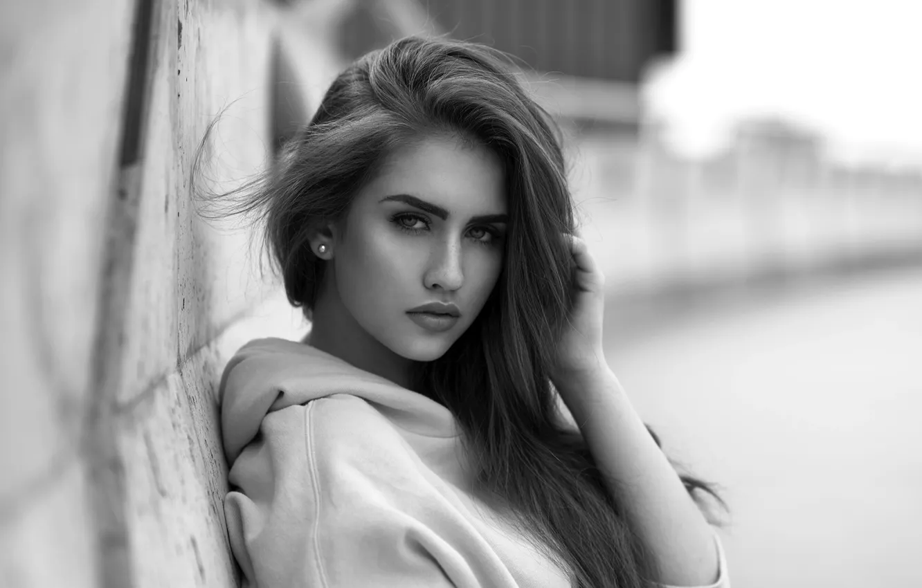 Фото обои модель, портрет, черно-белое, красотка, боке, Claudia, Ariel Grabowski