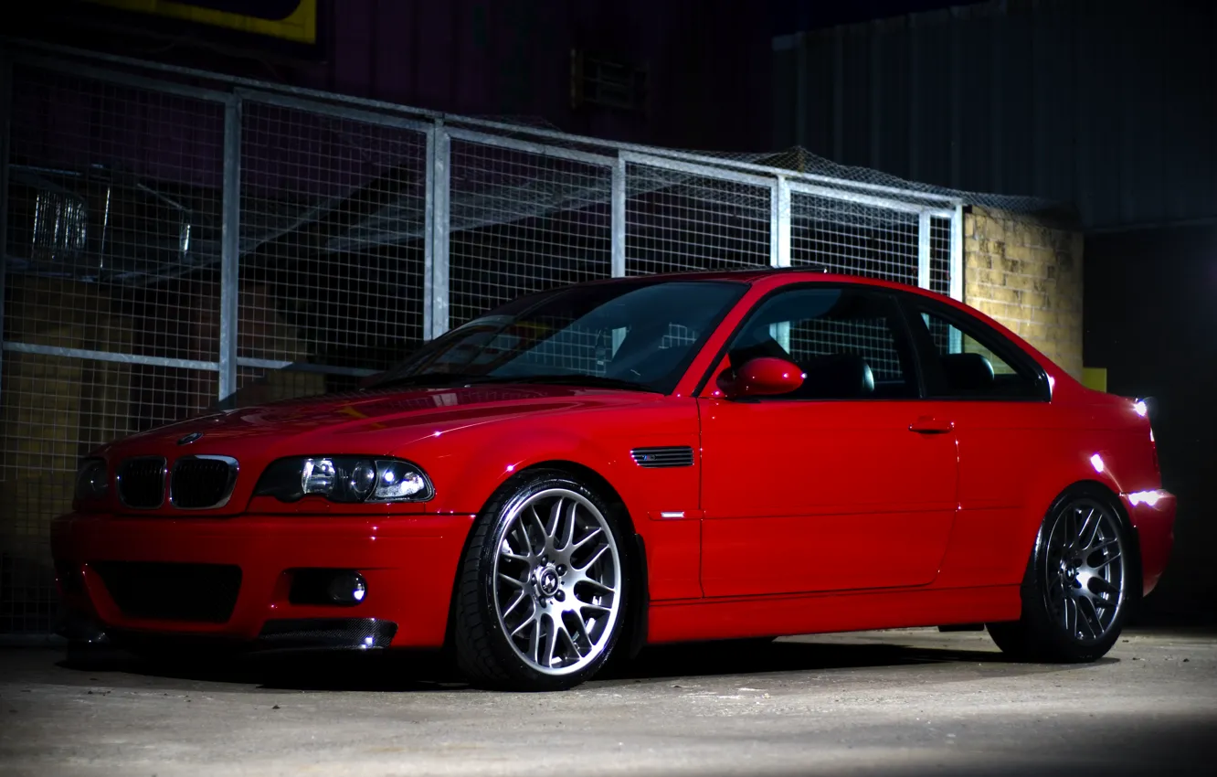 Фото обои красный, bmw, бмв, купе, red, отблески, e46