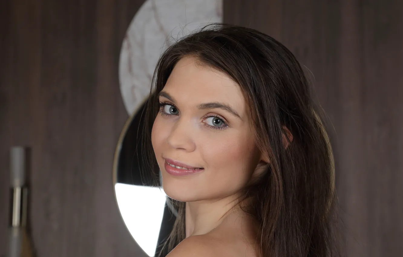 Фото обои Girl, Beautiful, Sexy, brown hair, naked, cute, Adriana Fawn
