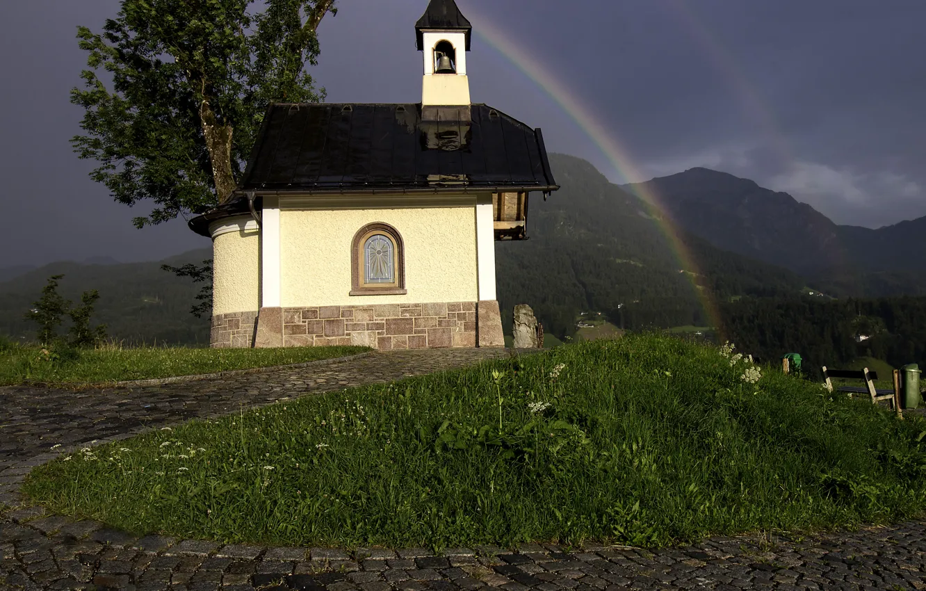 Фото обои пейзаж, горы, тучи, природа, радуга, дорожки, Германия, Альпы