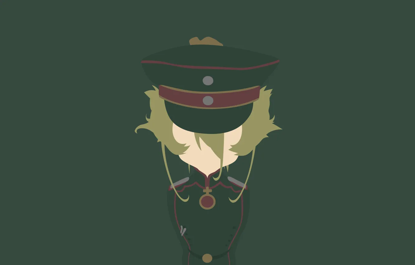 Фото обои girl, soldier, minimalism, military, war, anime, blonde, asian