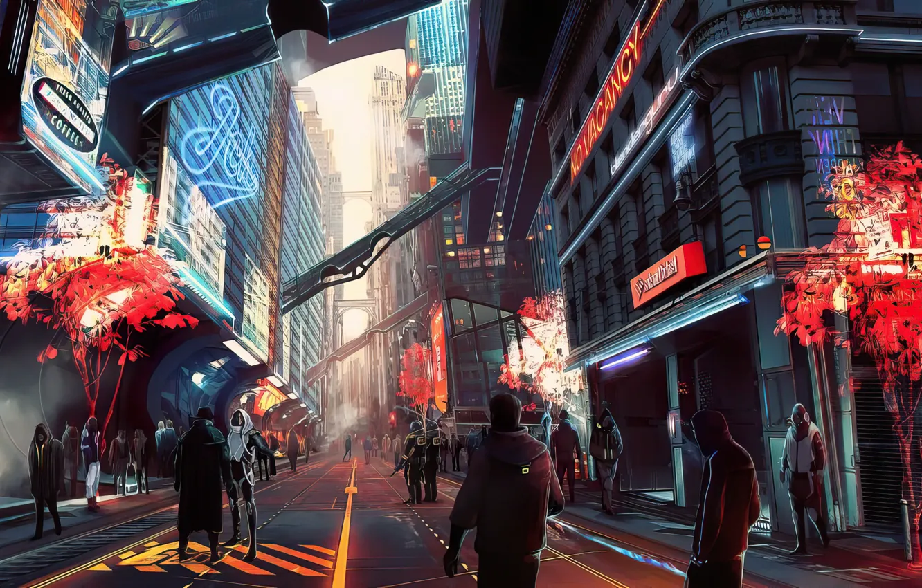Фото обои city, future, art, fantastic, cyberpank