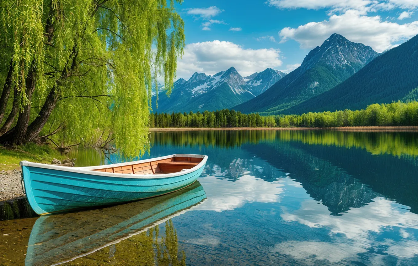 Фото обои water, lake, boat