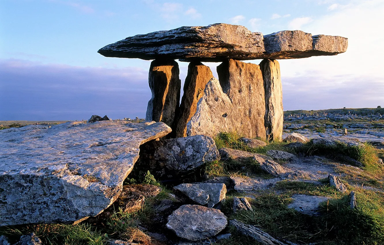 Фото обои stones, Ireland, ancient, outdoors, Poulnabrone dolmen