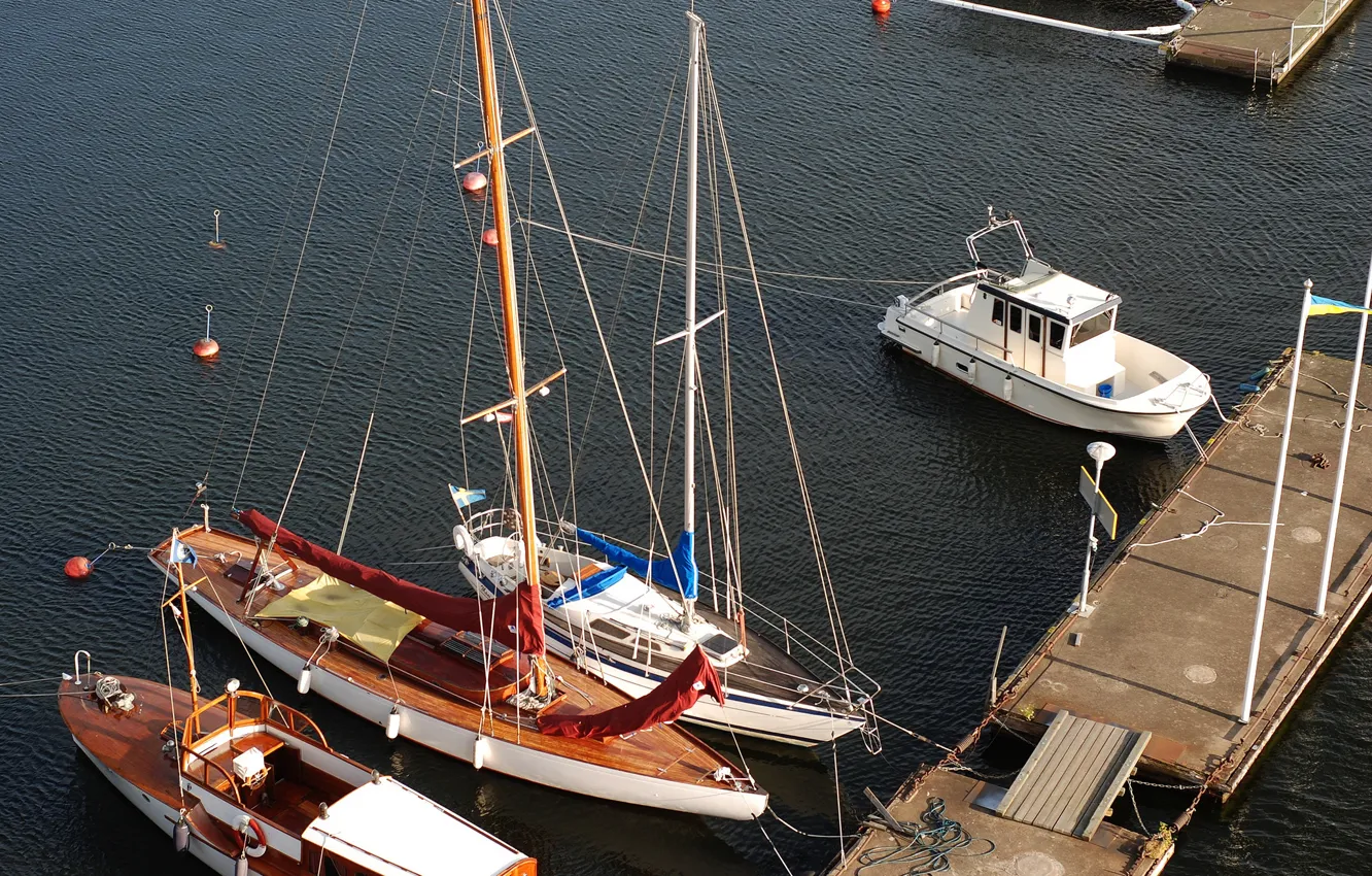 Фото обои яхты, причал, Стокгольм, Швеция, Sweden, баркас, Stockholm