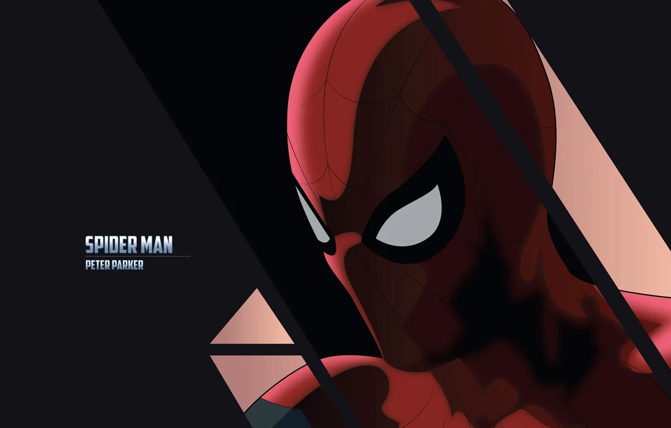 Фото обои красный, фон, надпись, арт, костюм, супергерой, комикс, Человек-паук