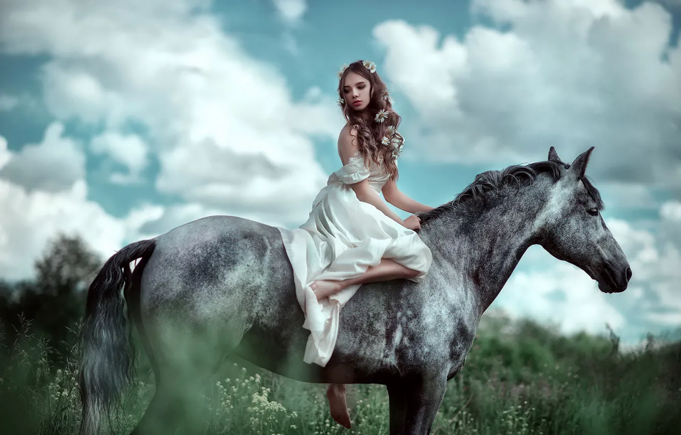Фото обои девушка, конь, лошадь, фотограф, девочка, Мария Липина