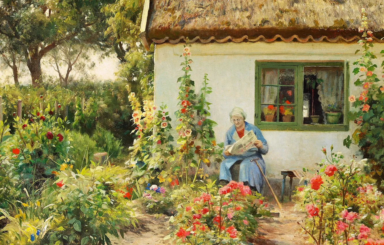 Фото обои 1936, датский живописец, Петер Мёрк Мёнстед, Peder Mørk Mønsted, Danish realist painter, oil on canvas, …