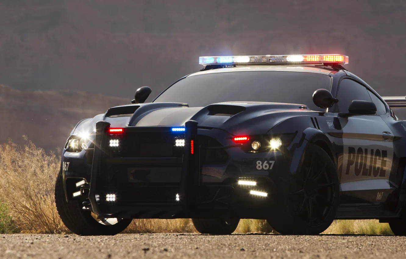 Фото обои Ford Mustang, Transformers, Transformers 5: The Last Knight, Barricade, Custom Ford Mustang Police Car