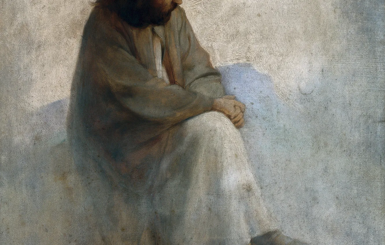 Фото обои Karl Wilhelm Diefenbach, Карл Вильгельм Дифенбах, Автопортрет в образе Христа