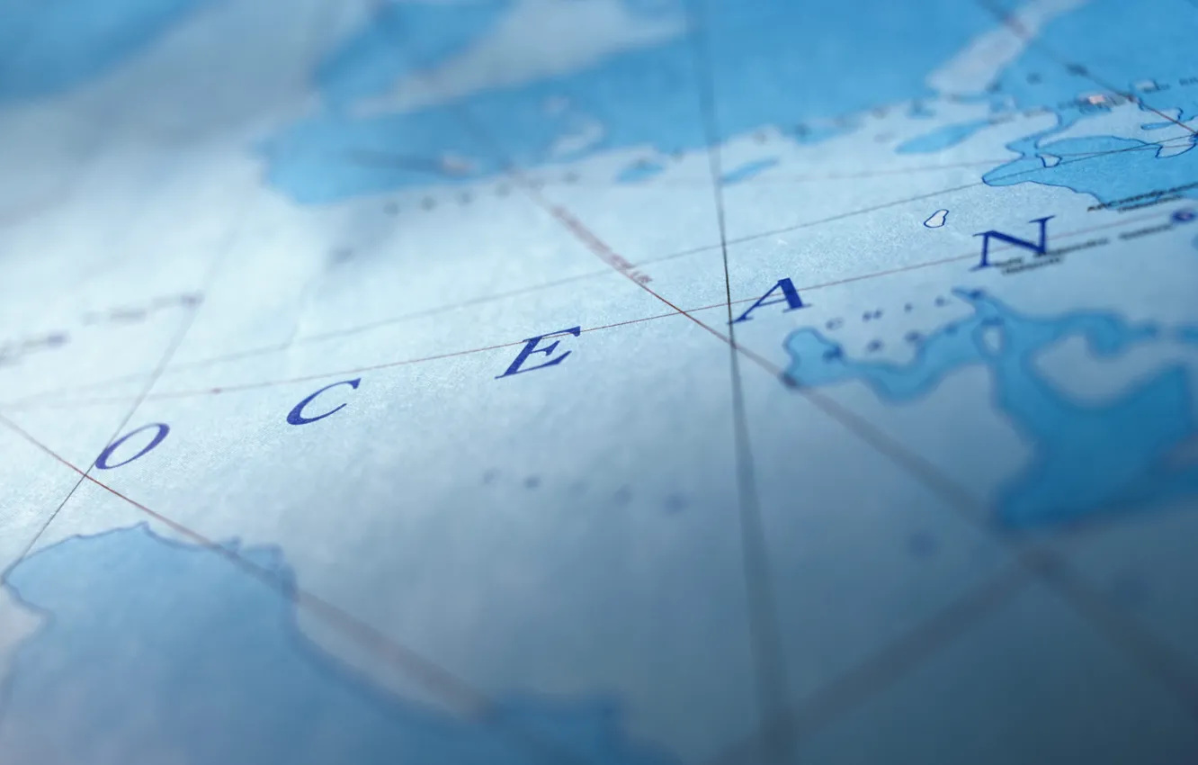 Фото обои буквы, океан, карта