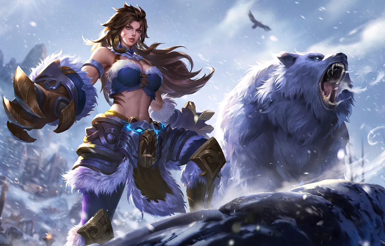 Фото обои Winter, Snow, Bear, Masha, MOBA, Mobile Legends, Mobile Legends Bang Bang