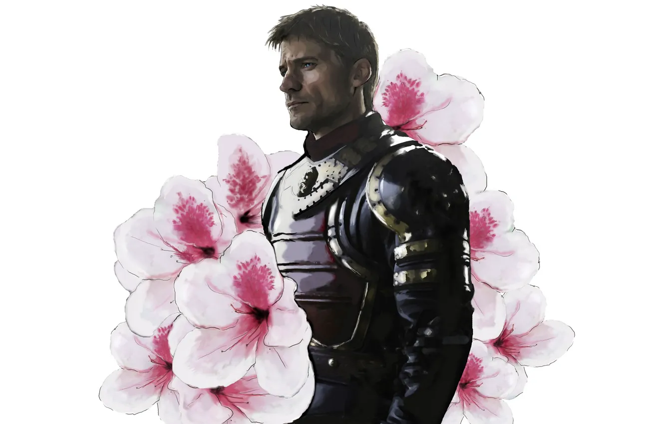 Фото обои цветы, солдат, мужчина