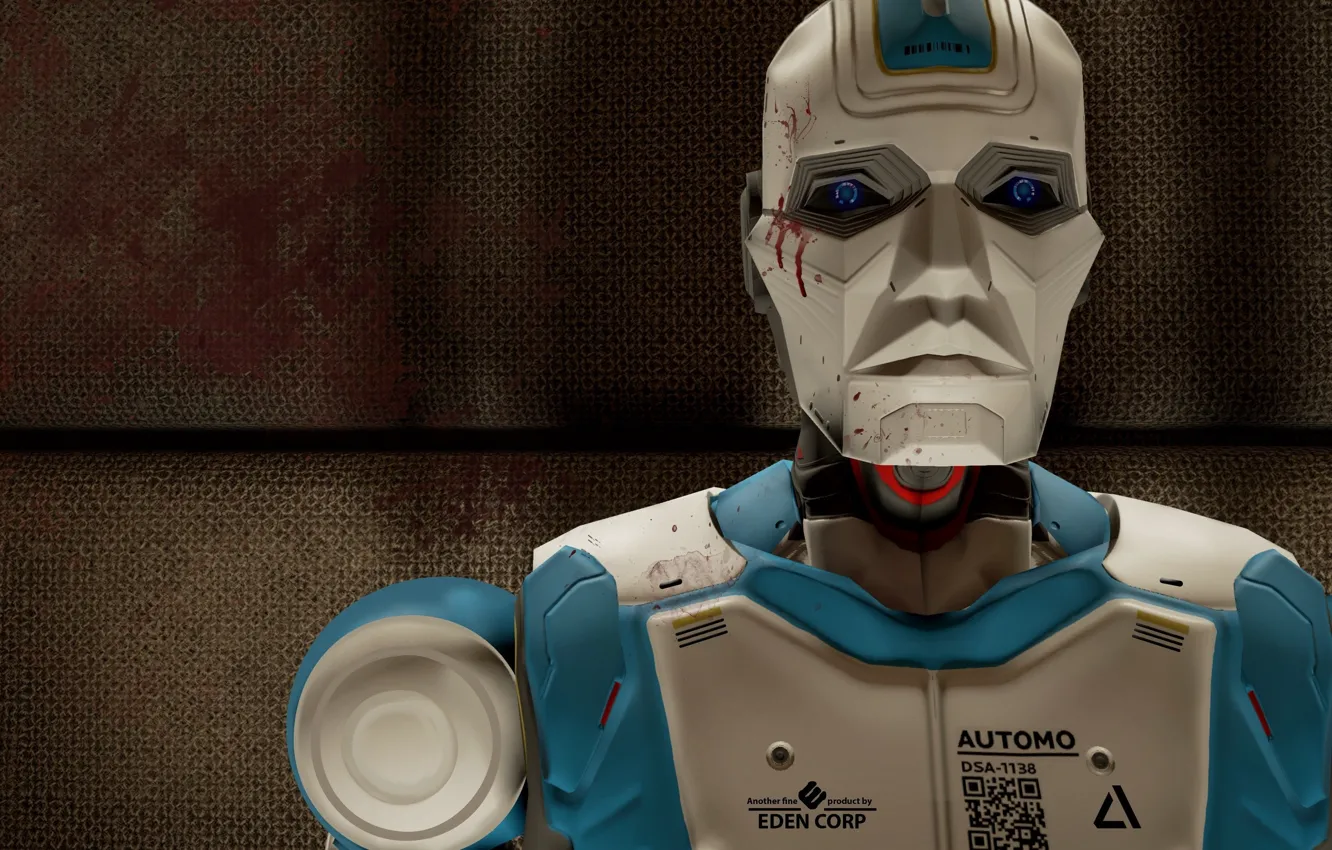 Фото обои blood, logo, game, robot, Raw Data, automo, Eden Corp