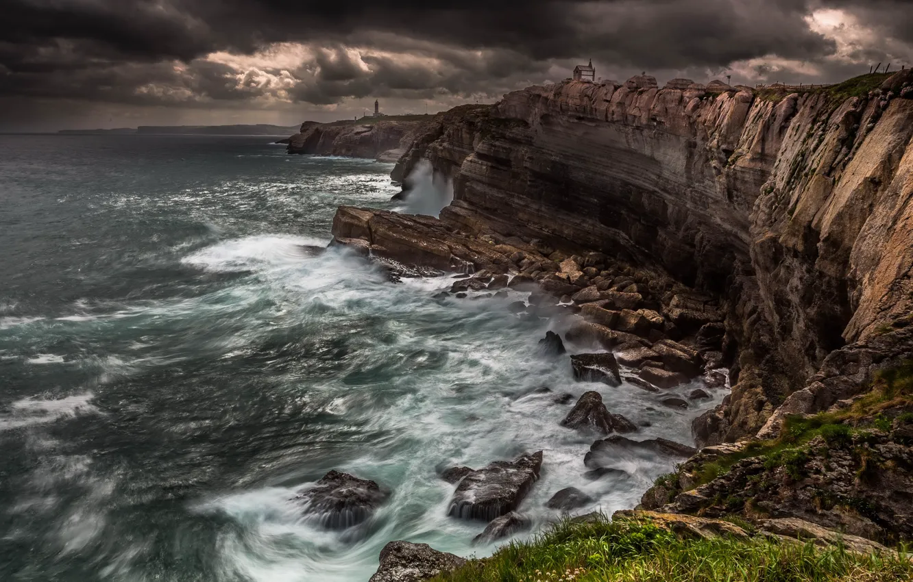 Фото обои sky, sea, nature, seascape, rocks, marine, shore