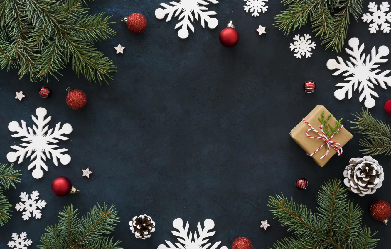 Фото обои украшения, снежинки, шары, Рождество, Новый год, christmas, balls, wood