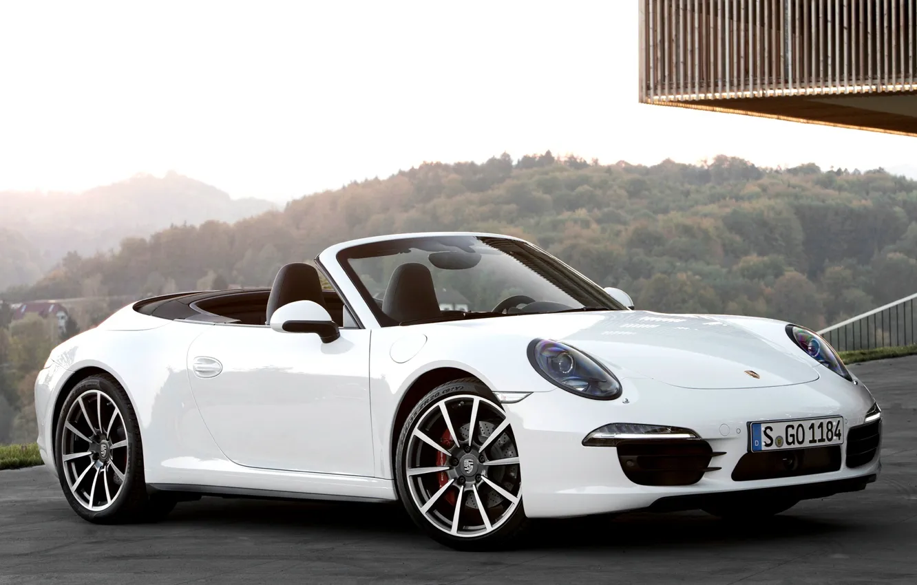 Фото обои Белый, 911, Porsche, Машина, Кабриолет, Белая, Car, Порше