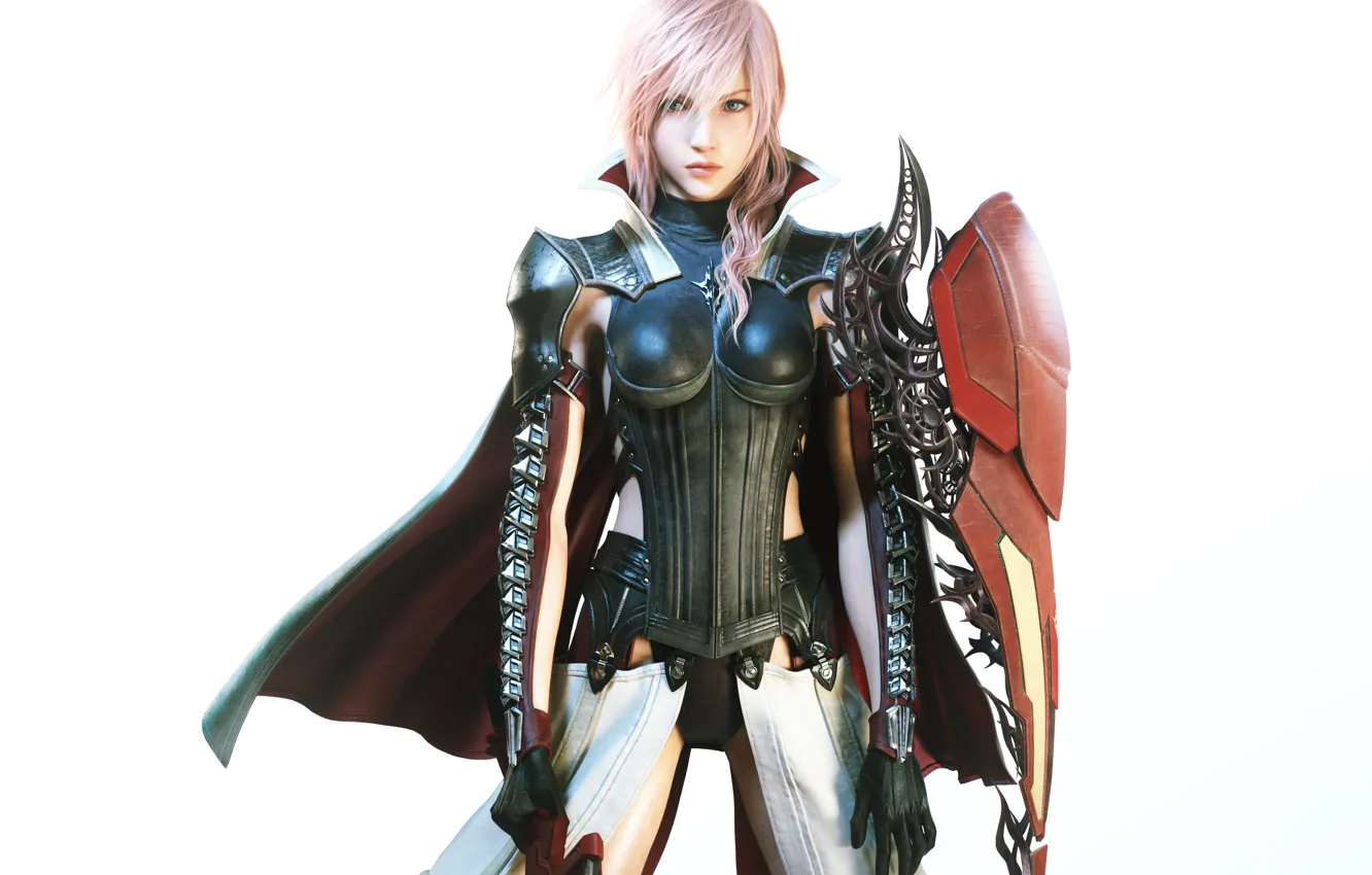 Фото обои взгляд, девушка, Молния, броня, Final Fantasy XIII, Последняя Фантазия 13, Lightning, Square Enix