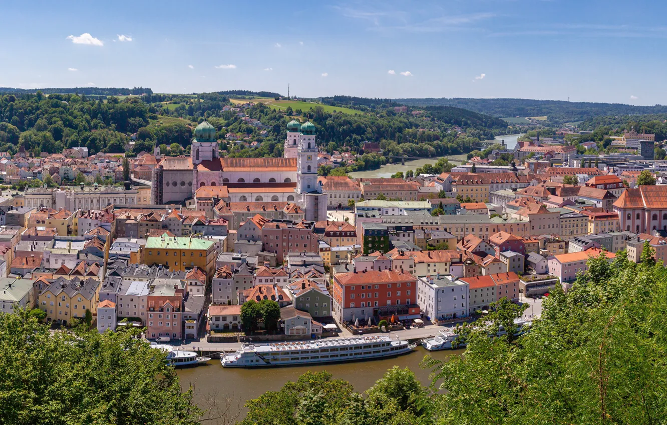 Фото обои Германия, Бавария, панорама, Пассау