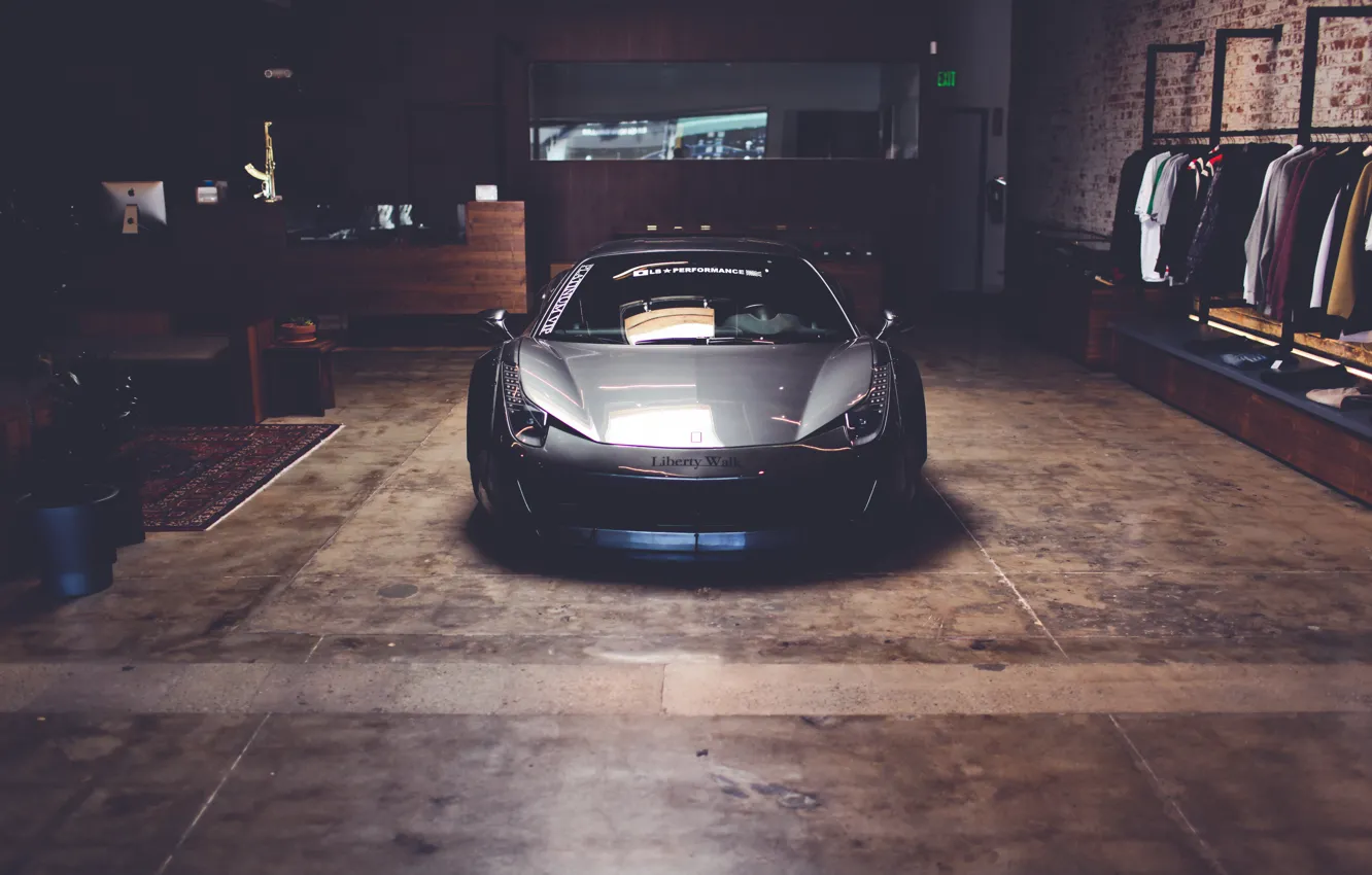 Фото обои garage, clothes, Ferrari F50, Liberty Walk 458