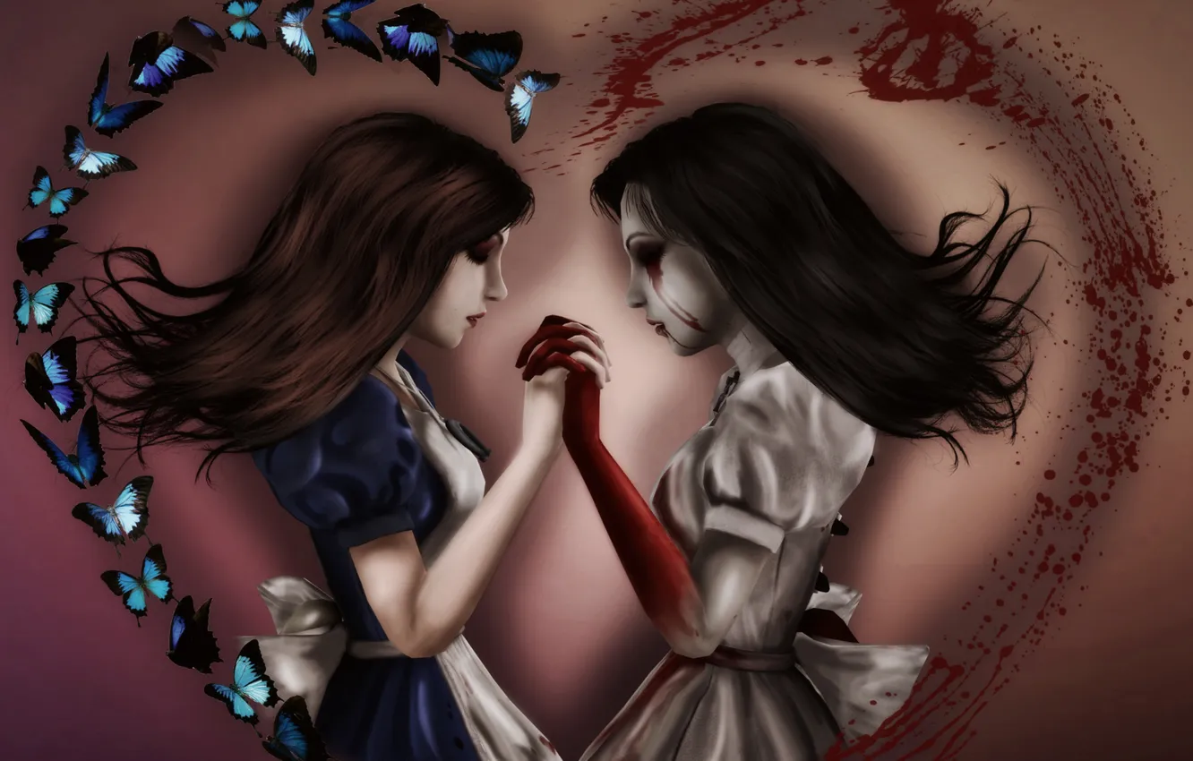 Фото обои девушка, кровь, платье, арт, alice, Alice: Madness Returns