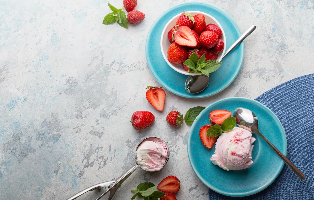 Фото обои ягоды, клубника, мороженое, десерт, Iryna Melnyk