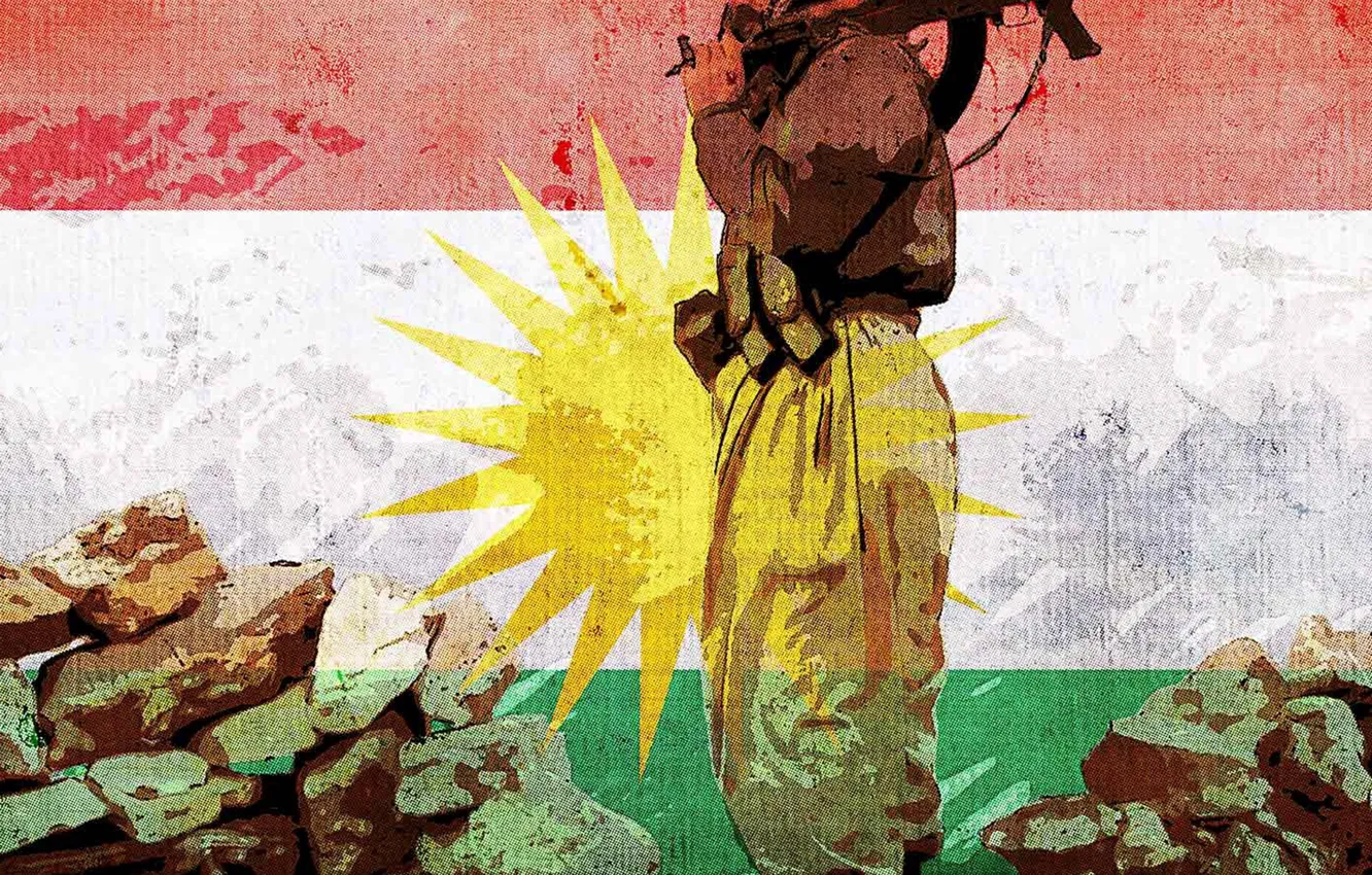 Фото обои обои, Флаг, Курдистан, Флаг Курдистана