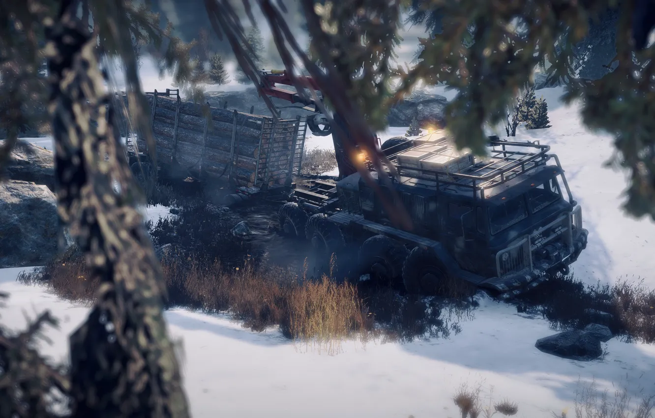 Фото обои HDR, Canada, Wood, Winter, Lights, Snow, Game, Mud