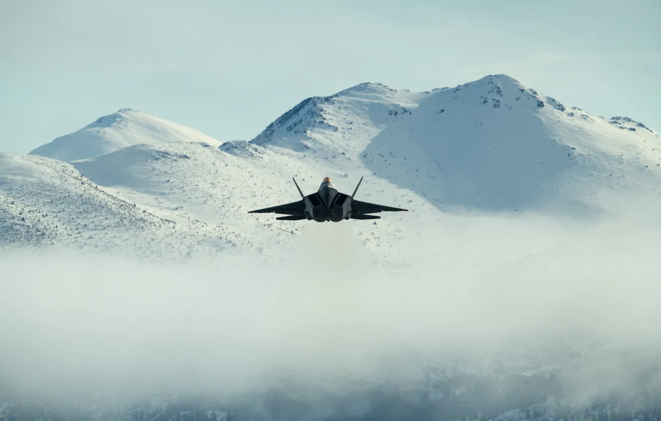 Фото обои ВВС США, малозаметный многоцелевой, истребитель «пятого поколения», Lockheed Martin F-22 «Raptor»