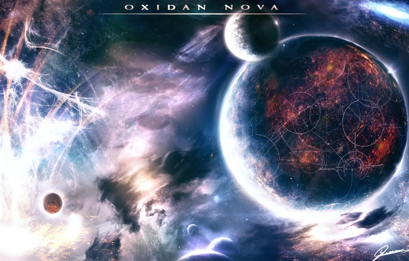 Фото обои космос, планета, звёзды, Oxidan nova