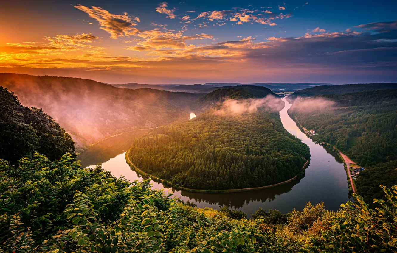 Фото обои река, вид, Германия, Сааршляйфе