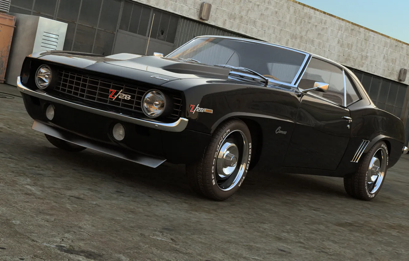 Фото обои графика, Chevrolet, 1969, Camaro, custom, dangeruss, культовый американский легковой автомобиль